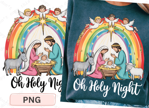 Christian Christmas, Oh Holy Night PNG T-Shirt Designs