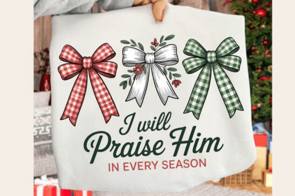 Christian Christmas Preppy Yarn Praise H T-Shirt Designs