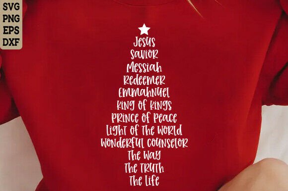 Christian Christmas Tree SVG & Jesus SVG for T-Shirt Designs