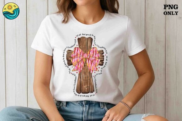 Christian Cross with Bow PNG