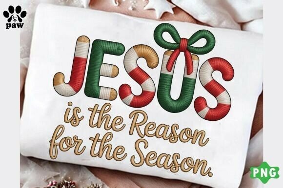 Christmas Jesus PNG: Faux Yarn Coquette T-Shirt Designs