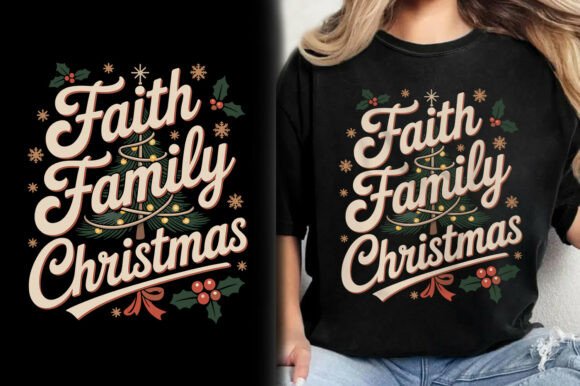 Faith Family Christmas T-Shirt Designs