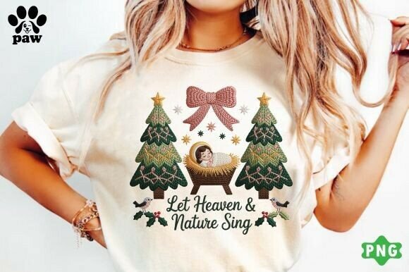 Faux Yarn Christian Jesus Christmas PNG & T-Shirt Designs