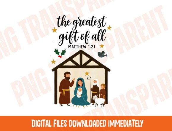 Jesus Christmas PNG: Cute Nativity Scene T-Shirt Designs