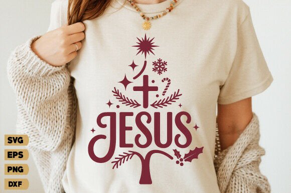 Jesus Christmas Tree SVG for T-Shirt Designs