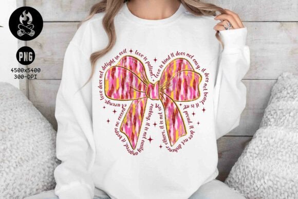 Love is Patient Bow PNG, Christian T-Shirt Designs