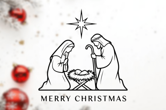 Marry Joseph and Baby Jesus with a Star T-Shirt Designs