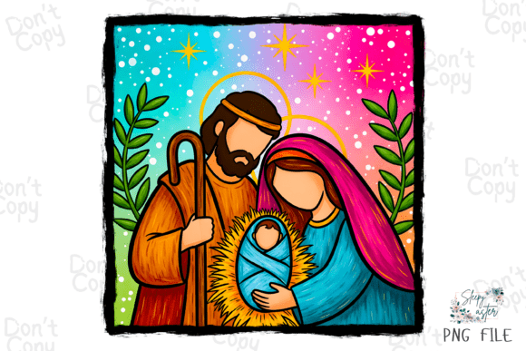 Nativity Scene, Baby Jesus Christmas PNG for T-Shirt Designs