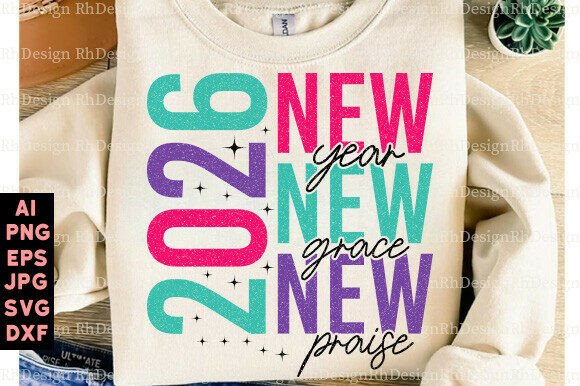 New Year 2026 Christian SVG Grace Family T-Shirt Designs