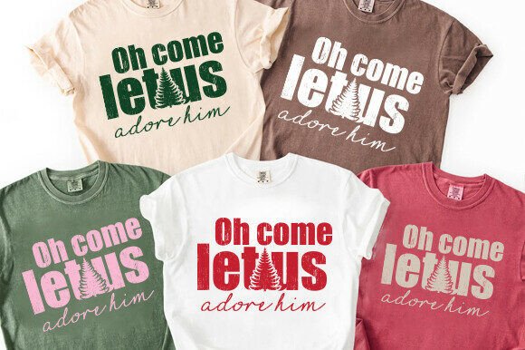 Oh Come Let Us Christian Christmas PNG for T-Shirt Designs
