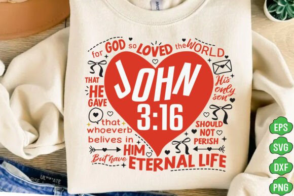 Retro John 3:16 PNG — Christian Valentine T-Shirt Designs