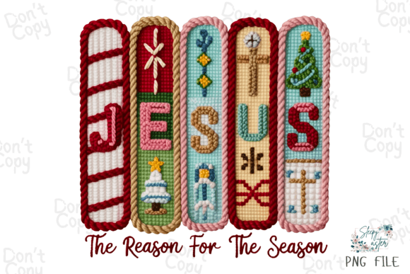 Yarn Crochet Christmas Tree, Jesus PNG for T-Shirt Designs